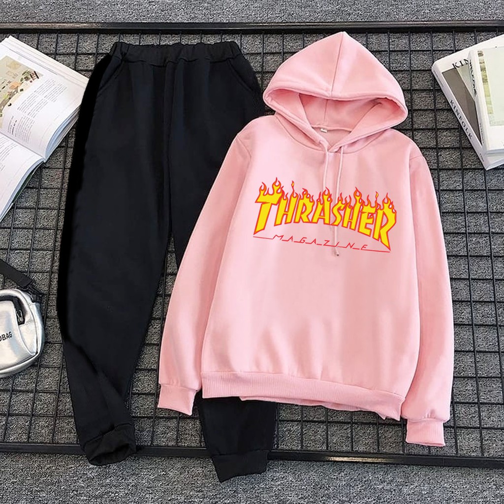 Bess - Setelan Set Jogger Wanita / Setelan Set Hoodie THRASHER