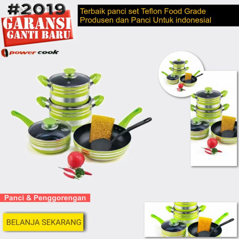 Panci Set Serbaguna 9 pcs Teflon Anti Lengket Dan Tutup Kaca