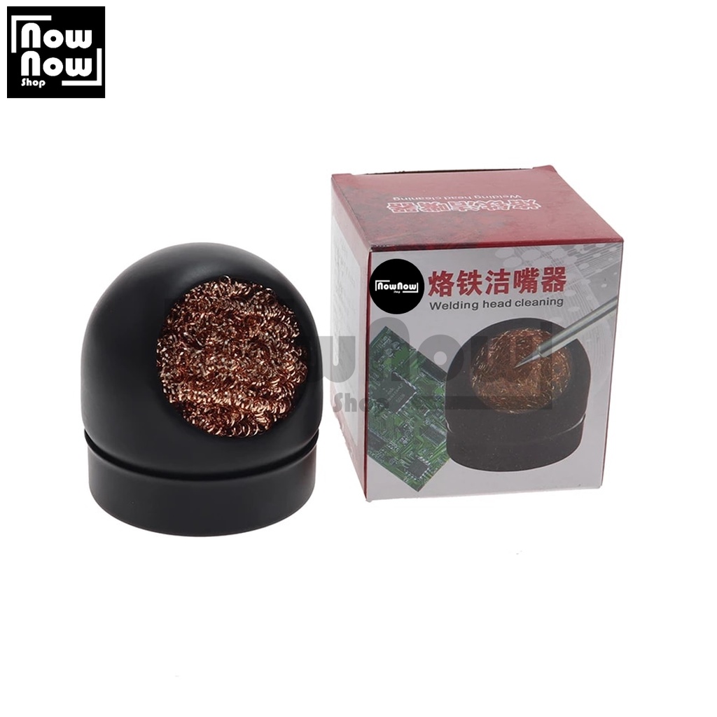 ALAT PEMBERSIH MATA SOLDER CLEAN BALL KAWAT + WADAH BULAT COPPER BALL REUSEABLE SOLDERING TIP CLEANER SPONGE