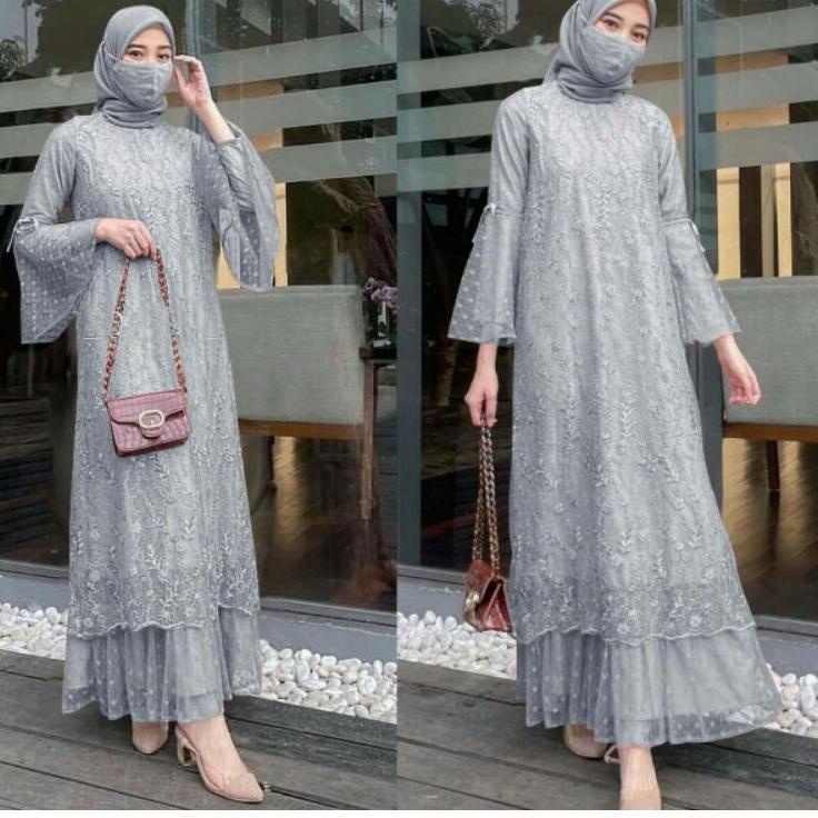 Koleksi Terbaru.. ISG√MAXI GELA SIZE M-L-XL-XXL JUMBO/DRESS WANITA TILE ONDE POLKADOT/BROKAT TILE MU