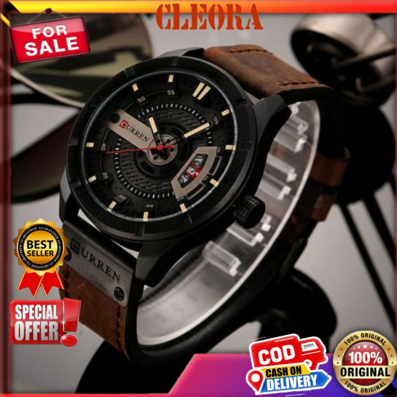 Jam Tangan Pria CURREN Chronograph ORIGINAL Analog Ori Tali Kulit Chronograph Aktif Jam Tangan Anti 
