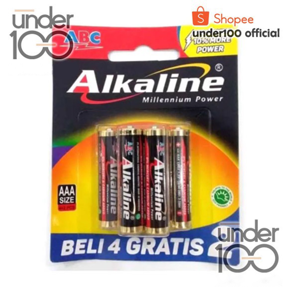 ❤ Under100 ❤ ABC Alkaline Baterai AA | AAA  Beli 4 Gratis 2 Millennium Power SNI