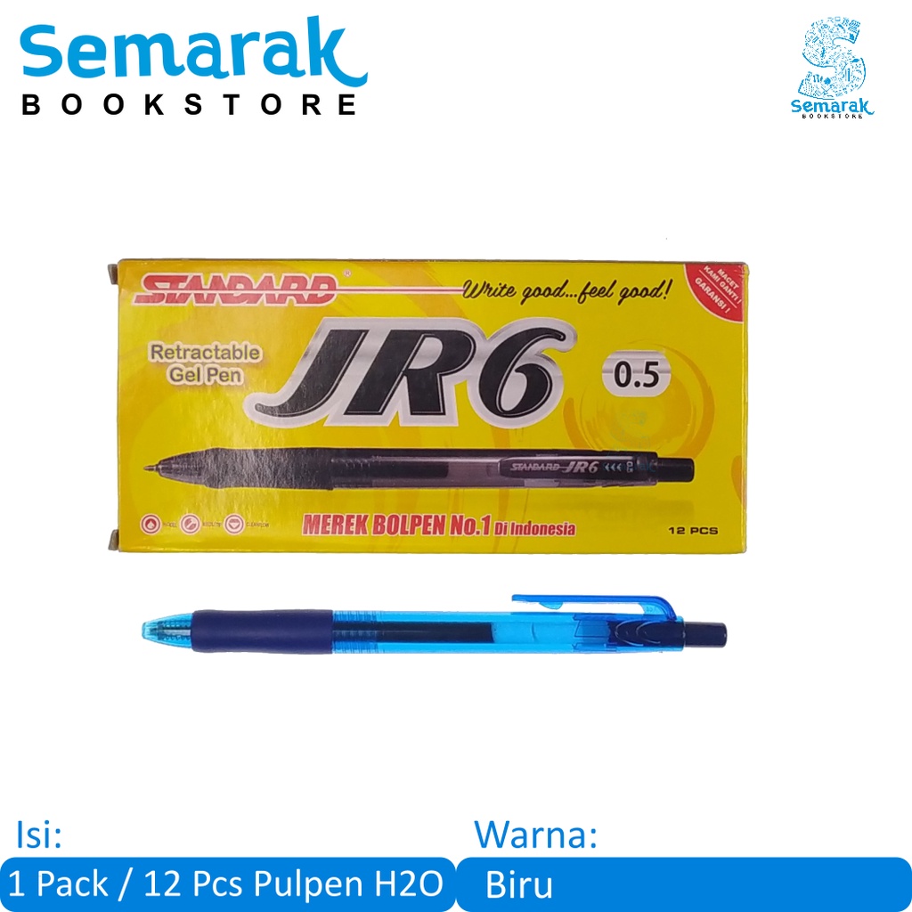 

Standard Retractable Gel Pen Pulpen Semi Jel - Biru [1 Pack / 12 Pcs]