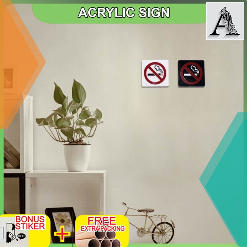 

Grosir Tanda Dilarang Merokok Acrylic/Akrilik Model Tempel - Hitam