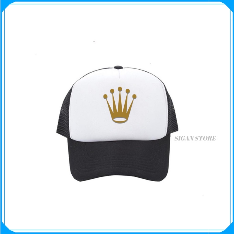 Topi Trucker KING Gold - HITAM PUTIH