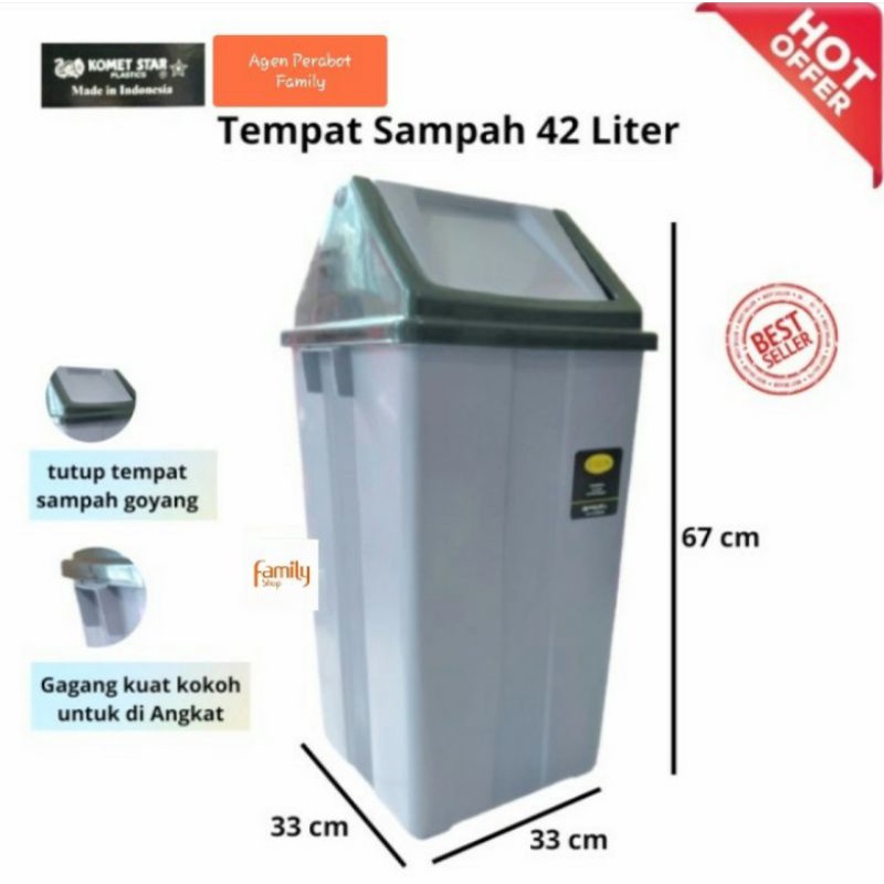 Jual Tempat Sampah Tong Sampah Keranjang Sampah Tutup Dustbin Komet 42l Shopee Indonesia 3511