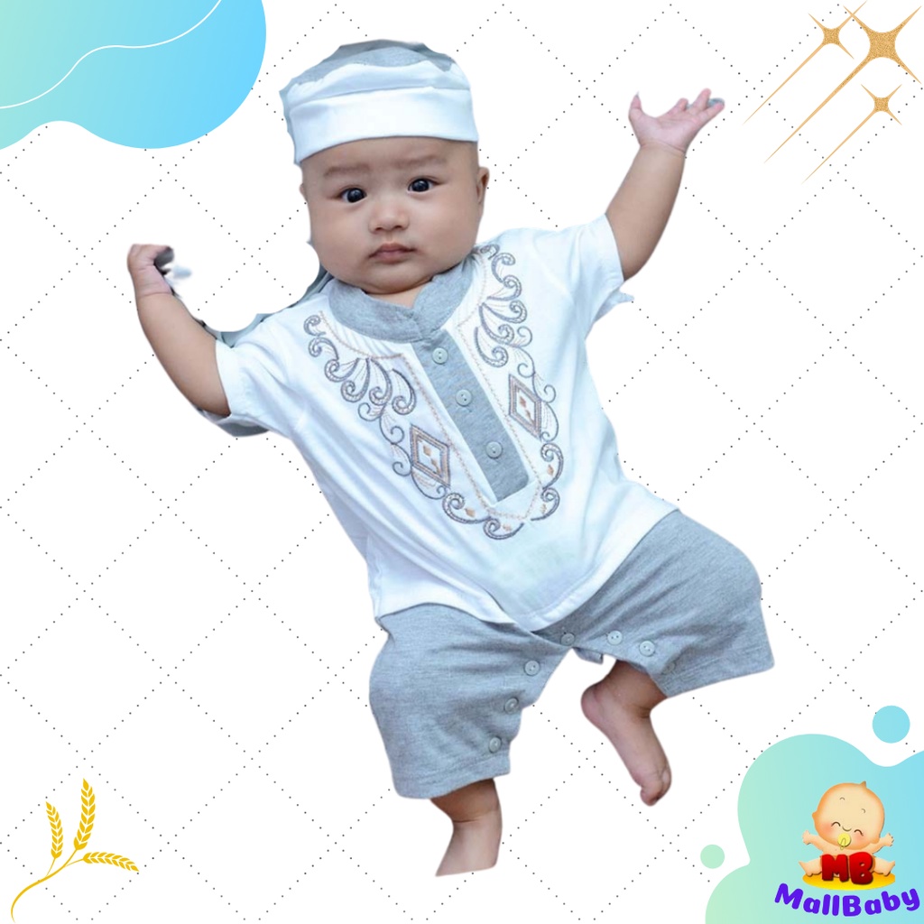 Jumper Koko Bayi Laki Laki Baru Lahir 0-6 Bulan Baju Koko Bayi 1 2 3 Bulan Baju Muslim Bayi Romper Koko Aqiqah Newborn