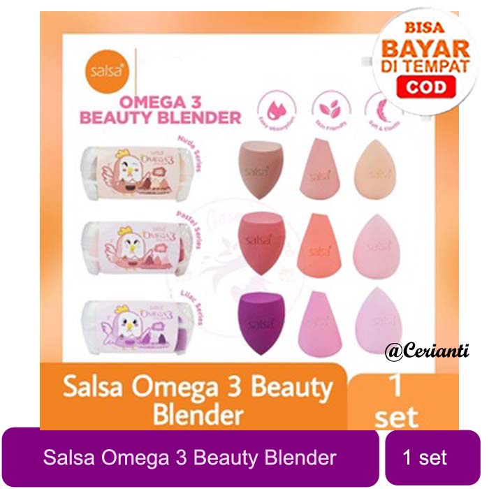 SALSA Omega 3 Beauty Blender - Sponge Makeup isi 3 Puff Spons_Cerianti