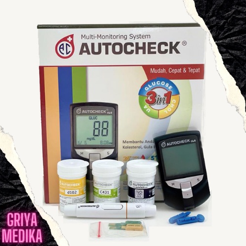 Alat AUTOCHECK  GCU 3 in 1 Cek Gula Kolesterol Asam Urat