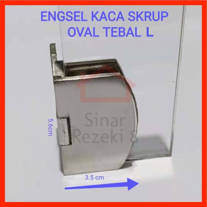 Premium Engsel Pintu Kaca OVAL Stainless Tebal L / Lemari Jepit Kayu Penjepit