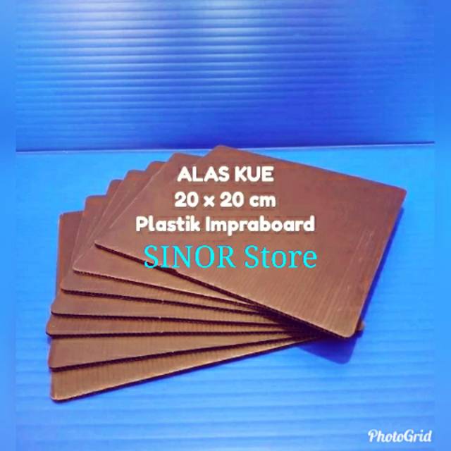 Alas Kue Kotak Diameter 20 x 20 Coklat Tebal 3mm Tatakan Cake Kue Box Plastik Impraboard