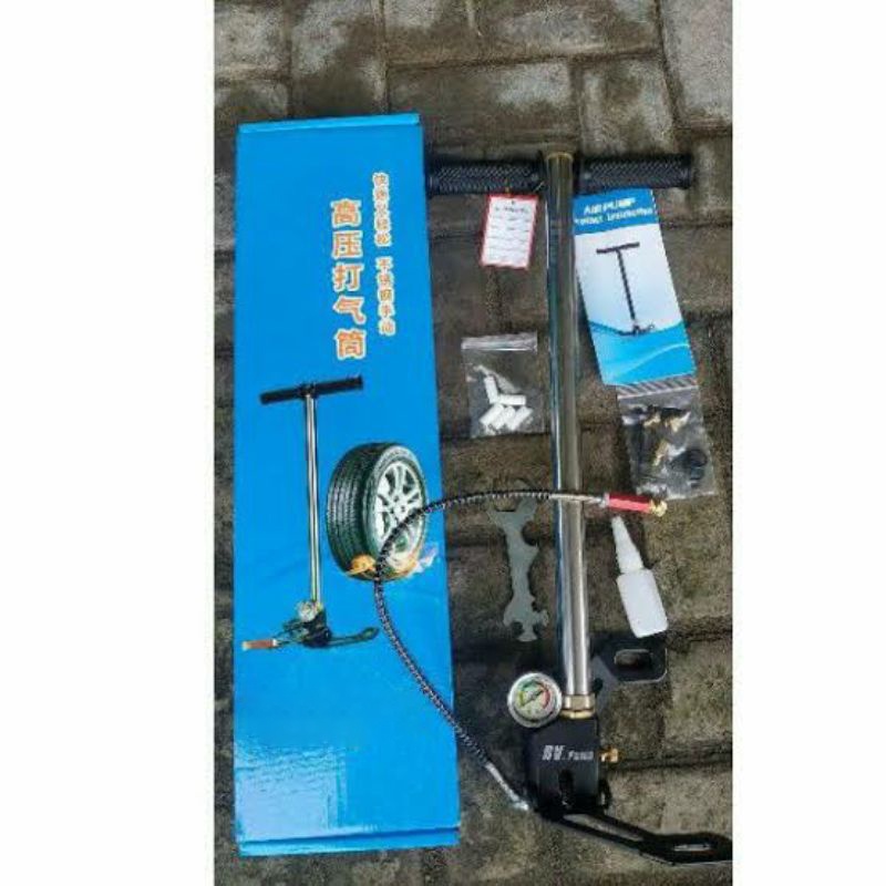 Pompa Pcp Asli Stainles RV pump 6000Psi Manometer Pompa Manual kaki lipat Pompa Pcv