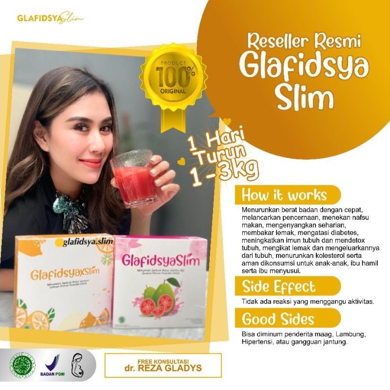 READY COD Official Glafidsya Slim by Glafidsya Medika / Paket 1/2 Bulan Slim Diet Detox *FREE GIFT*