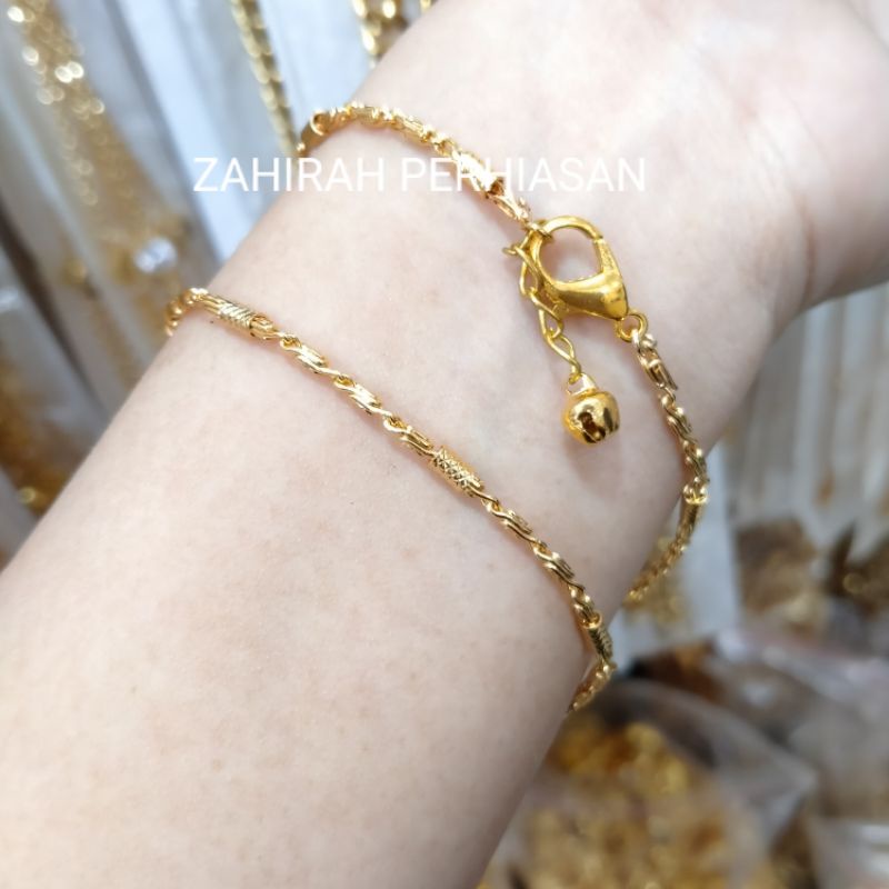 GELANG WANITA MOTIF BAMBU LAPIS EMAS 24K