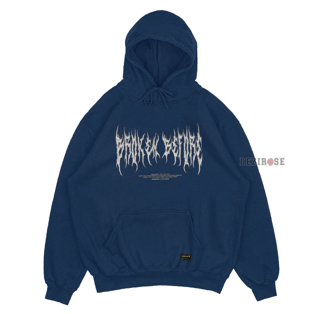 DEZIROSE Sweater Hoodie Broken Before Metal Font Pria &amp; Wanita Distro Fleece Tebal Premium Size M-XXL