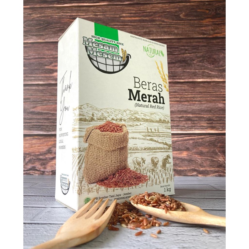 

Beras Merah Alami Vacuum 1 Kg Mesam Mesem - High Quality