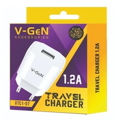 VTC1-07 VTC1-15 Adapter Charger V-Gen 1 Port USB 5V 1.2A Include Kabel USB Micro V8 Travel Charger