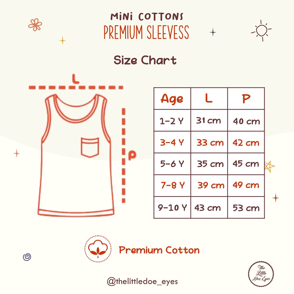 MINI COTTONS Premium Sleeveless Kaos Kutung Tanktop Anak