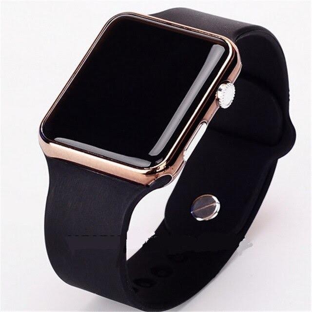 LED Watch [ Black Silver ] Jam Tangan Digital Pria &amp; Wanita - Strap Rubber