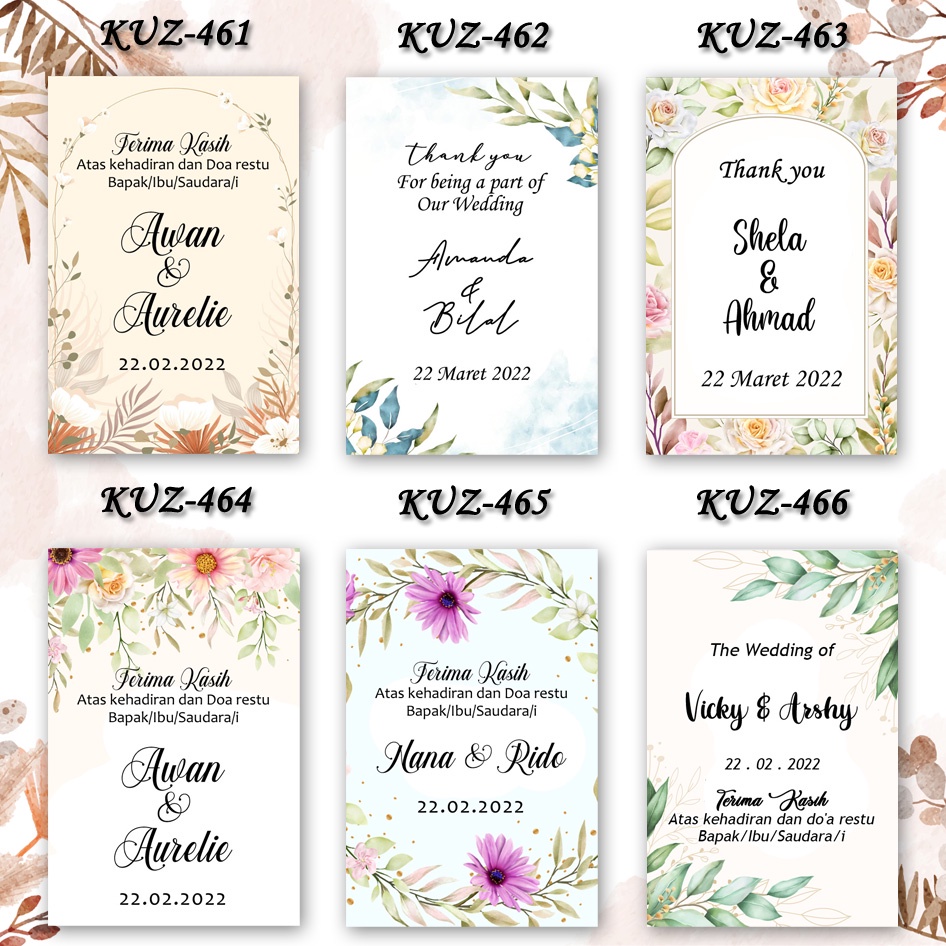 Kartu Ucapan | Kartu Penukaran Souvenir | Thanks Card Wedding | Kartu Ucapan Sticker