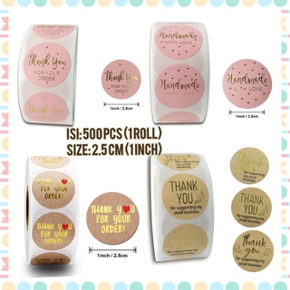 Sticker Label Thank You for Your Order 500 pcs/1 Roll 2.5 Cm