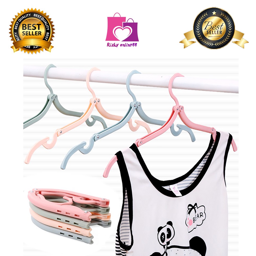 rizkyonline88 gantungan baju lipat multifungsi / gantungan baju portable / hanger baju U76