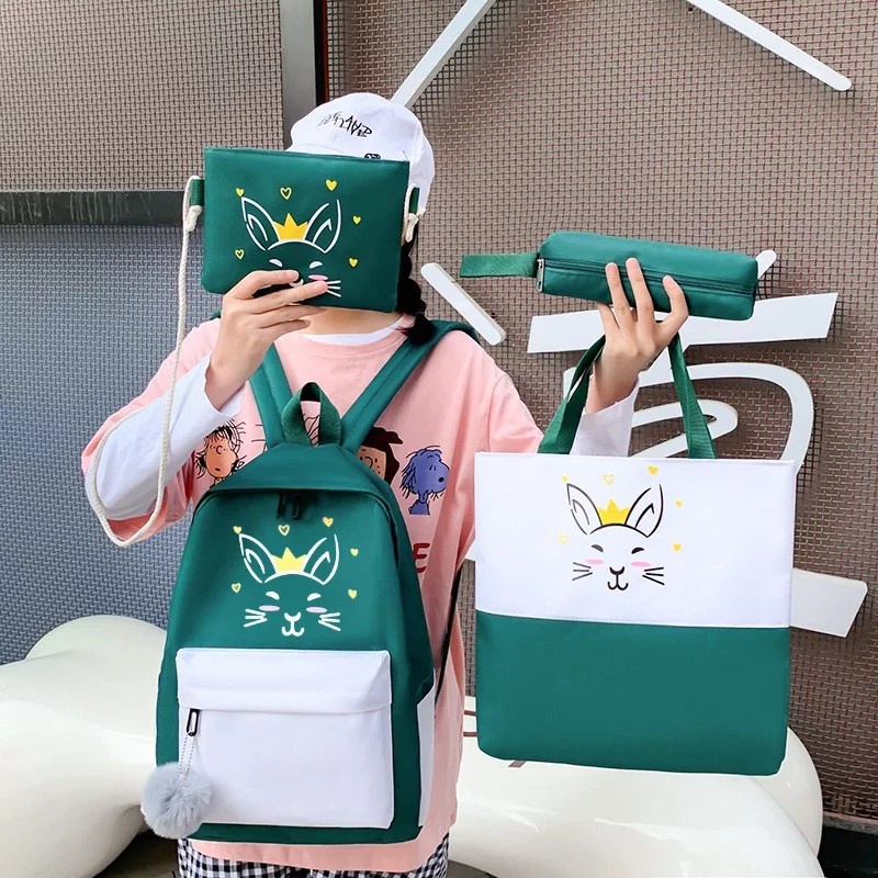 Charyatink - Tas Ransel Sekolah Anak Perempuan Set 4 Ori Import