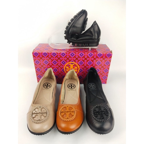 Tory burch flat shoes 100% kulit sapi