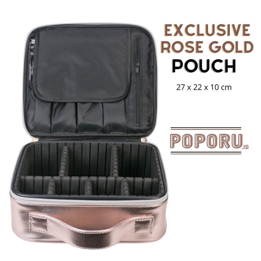 POPORU ROSE GOLD pouch 5 types - cosmetics bag organizer for make up - tas tempat kosmetik