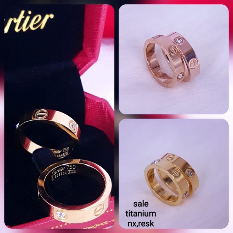 Cincin titanium carter tidak luntur,ada mata dan tanpa mata