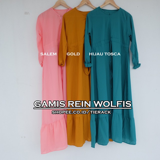 K1 GAMIS REIN WOLFIS rempel bawah serut tengah resleting depan (reinn dress woolpeach)
