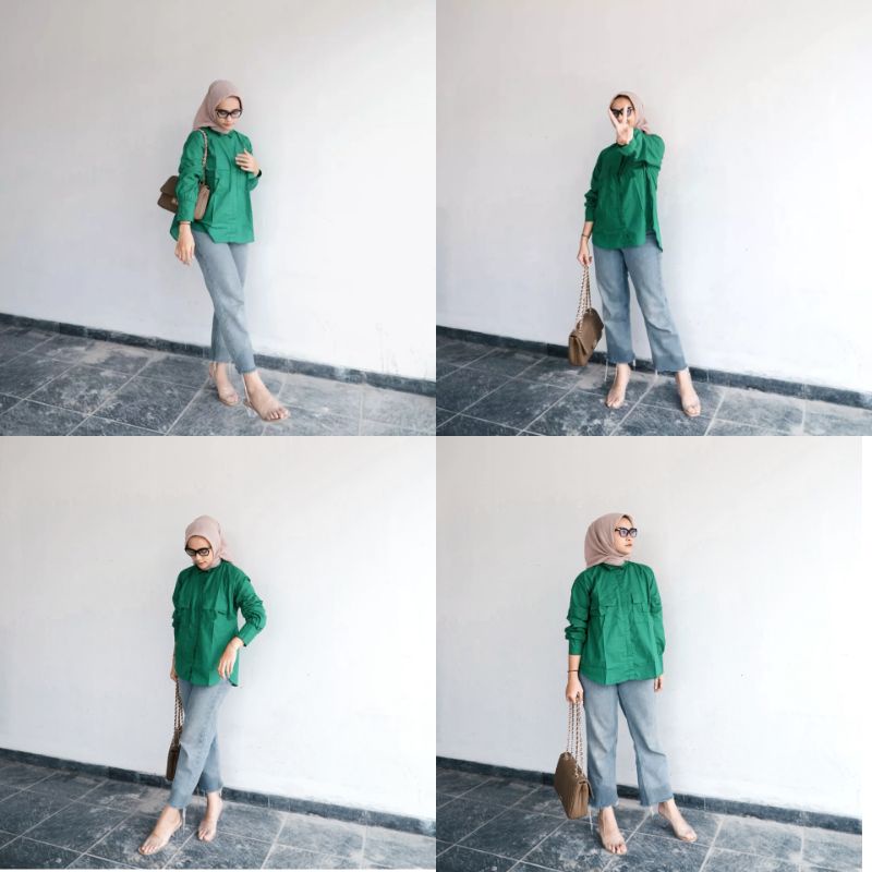 ADSIDEA - ANUM SHIRT EMERALD GREEN/KEMEJA OVERSIZE