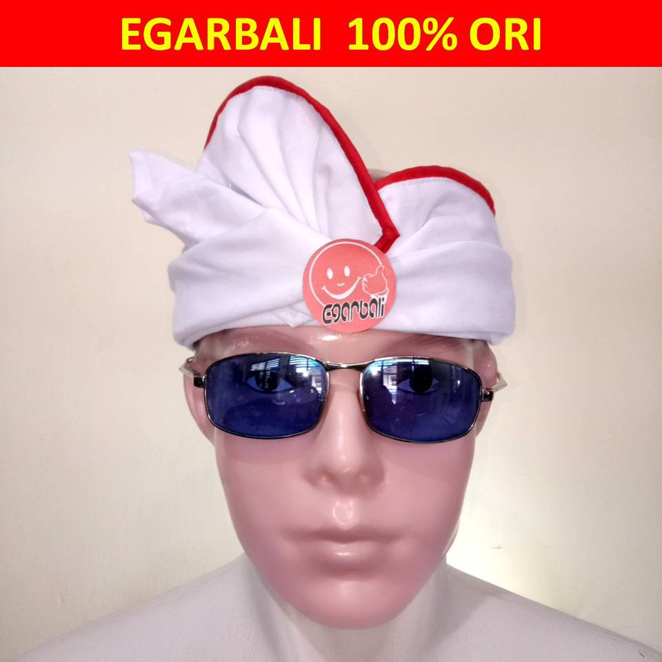 EgarBali udeng putih lis merah