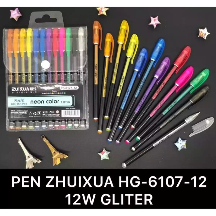 

AS888 - Pulpen Ballpoint Gel Pen Glitter / PASTEL / HIGHLIGHTER isi 12 Warna