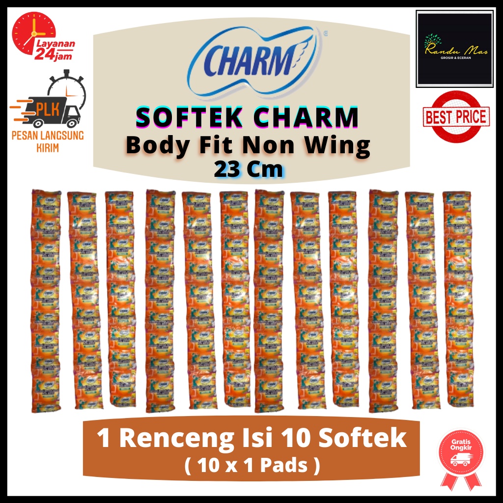 Charm Pembalut Body Fit 23Cm Non Wing Isi 10 Pads Softex Charm Wanita Extra Maxi Anti Bocor Softek Unicharm Original Ekonomis Kembali Bentuk Semula