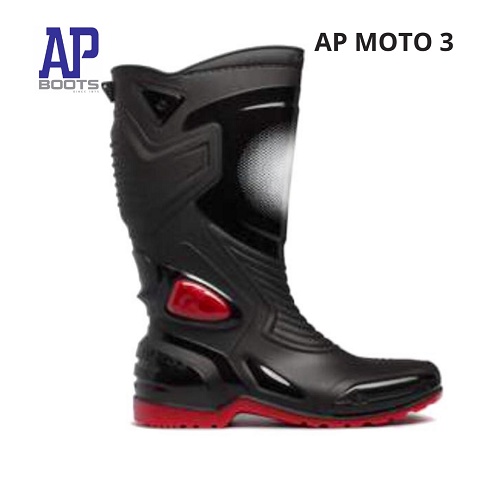 AP BOOTS MOTO 3 BLACK RED 38-45 - SEPATU BOOTS SEPATU BIKERS MOTO 3 - AP BOOTS - FANZ STORE