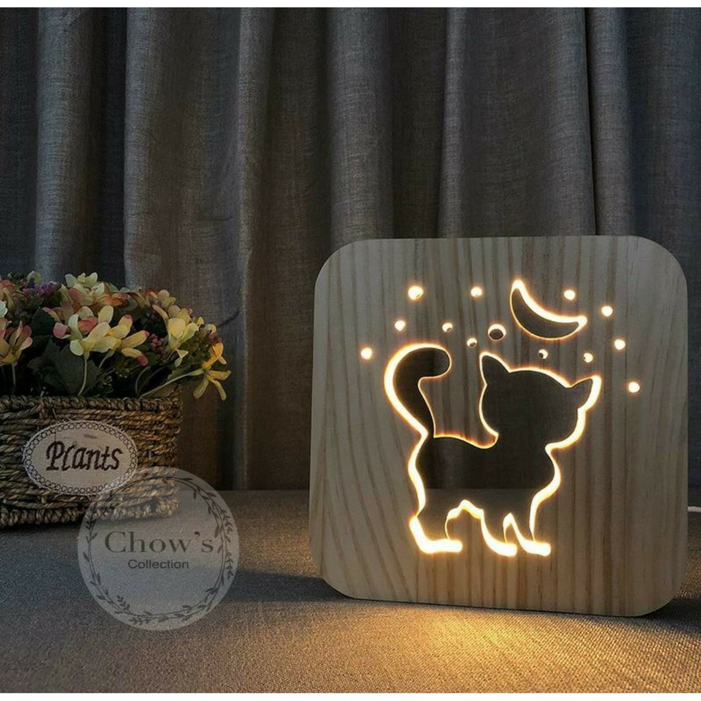 Lampu Hias 3D LED Kayu / Lampu Tidur Karakter Lucu / Wooden Lamp 3D / Lampu Meja / Desk / LED Lamp