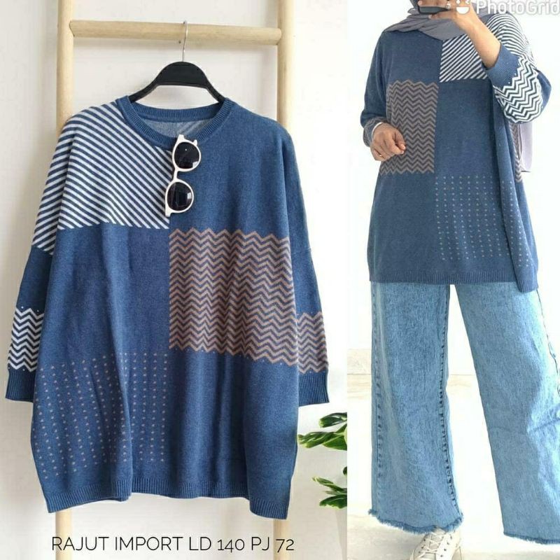 Diora Rajut blouse jumbo blouse rajut jumbo blouse rajut import blouse muslim baju rajut jumbo