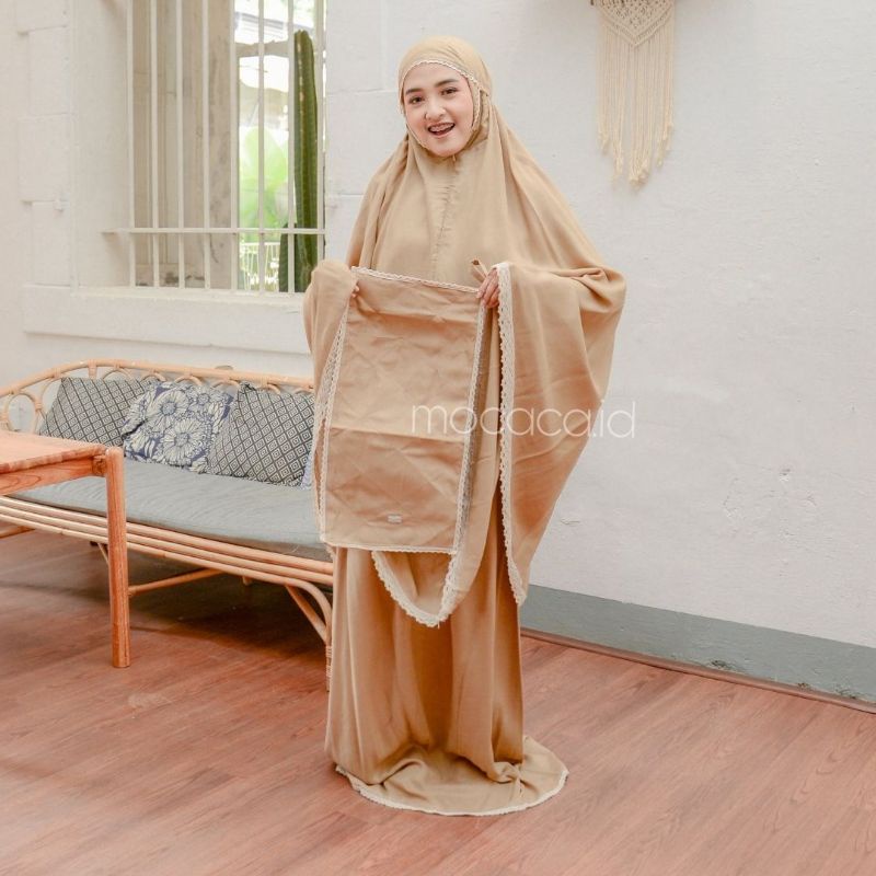 mukena dewasa jumbo 3 in 1 sleting leher ponco hitam abu pink coksu cream bahan rayon premium termasuk tas bag serbaguna travelling simple elegan