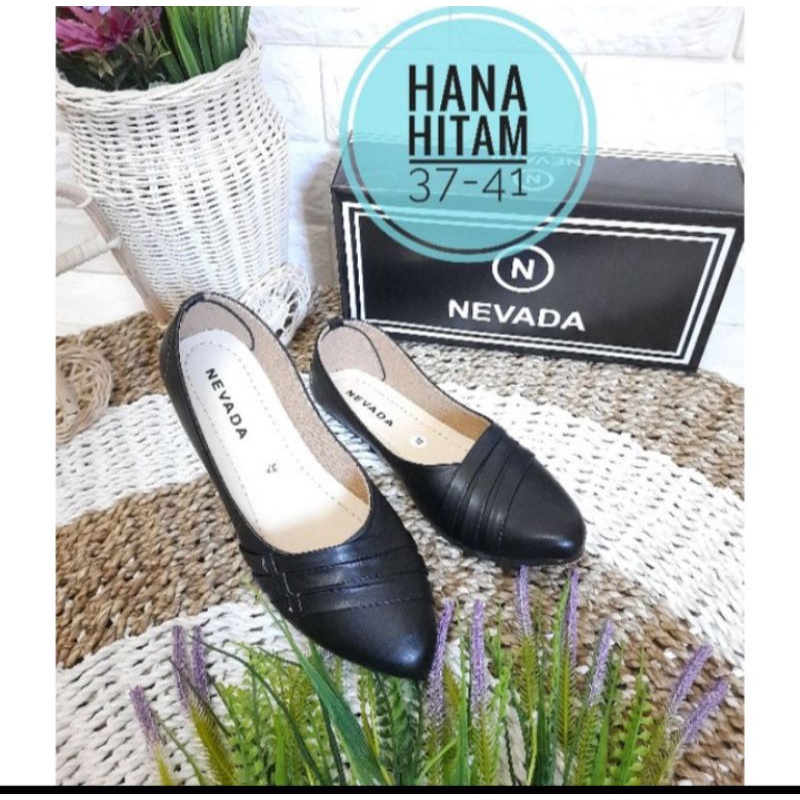 Sepatu Formal Wanita Hitam Merk Nevada .Kode Galle_s)Harga Promo