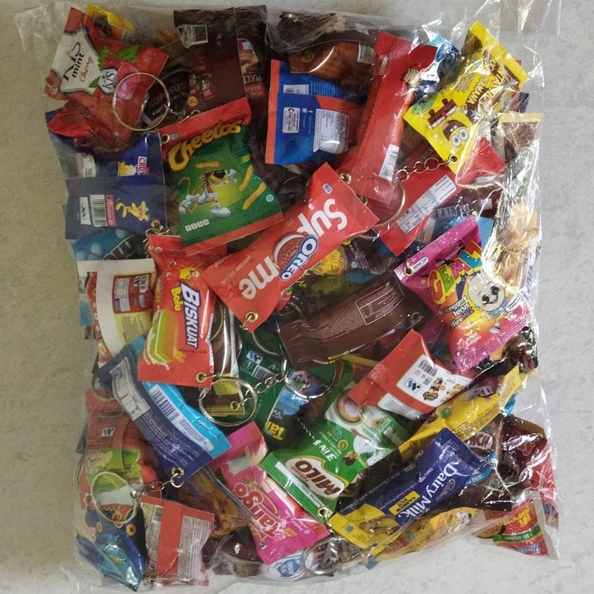 1 PAKET ISI 100 PCS GANTUNGAN KUNCI SNACK MAKANAN MINUMAN MURAH SOUVENIR PERNIKAHAN GANCI UNIK LUCU HADIAH ULANG TAHUN CENDERAMATA ACARA PESTA GROSIR GRATIS ONGKIR SEINDONESIA-7