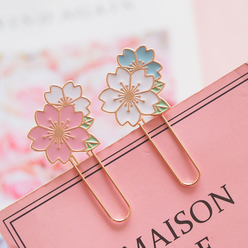 LANFY Durable Bookmark Simple Student Supplies Stationery Gift Paper Clip Colorful Decor Metal Sakura School Office Supplies