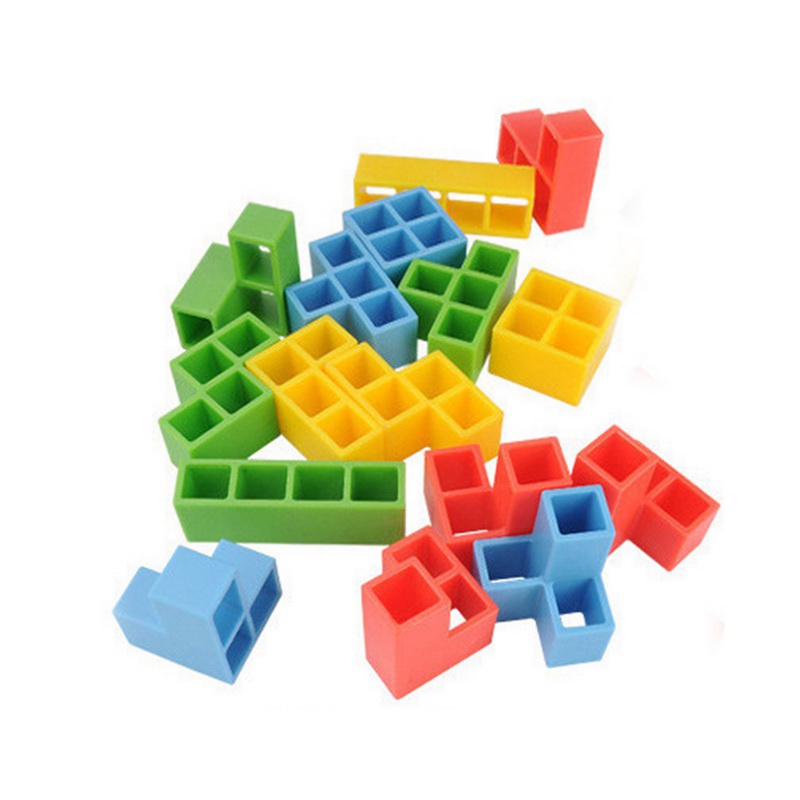Mainan Puzzle Balok Bangunan Menara Tetra Tetris Balance DIY Untuk Anak