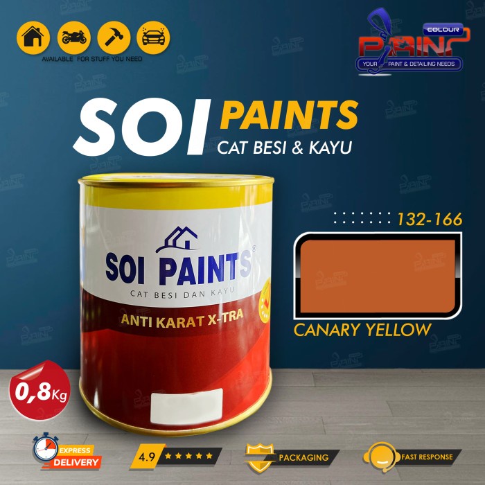 SOI Paints Cat Besi &amp; Kayu 166 CANARY YELLOW 0,8kg