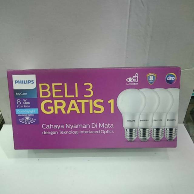 lampu philips led pack 8w - led paket 8w isi 4pc