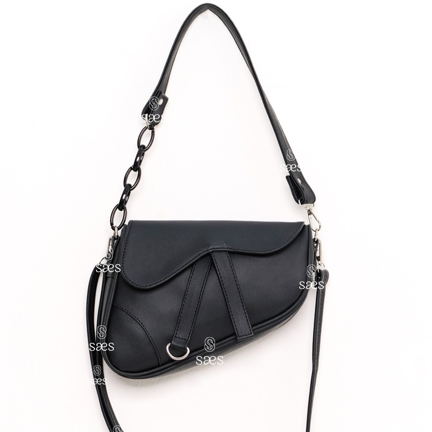 SAES LILY SADDLE BAG VINTAGE BLACK SHOULDER BAG RANTAI BUKAN DIIOR Saes shop 002