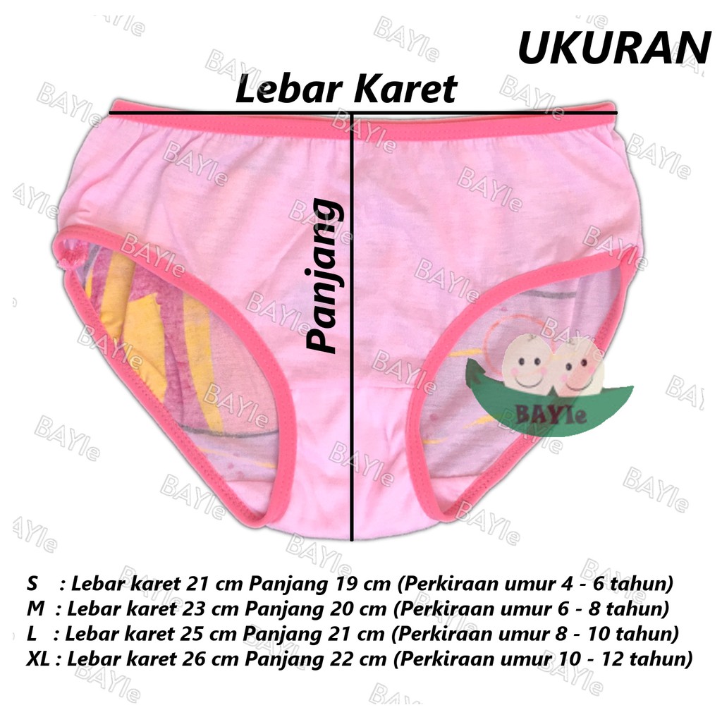 BAYIe - 2 PCS Celana Dalam/CD Anak Perempuan Cewek ESSEN/CERIA /Calana dalam Bayi Perempuan Size S M L XL