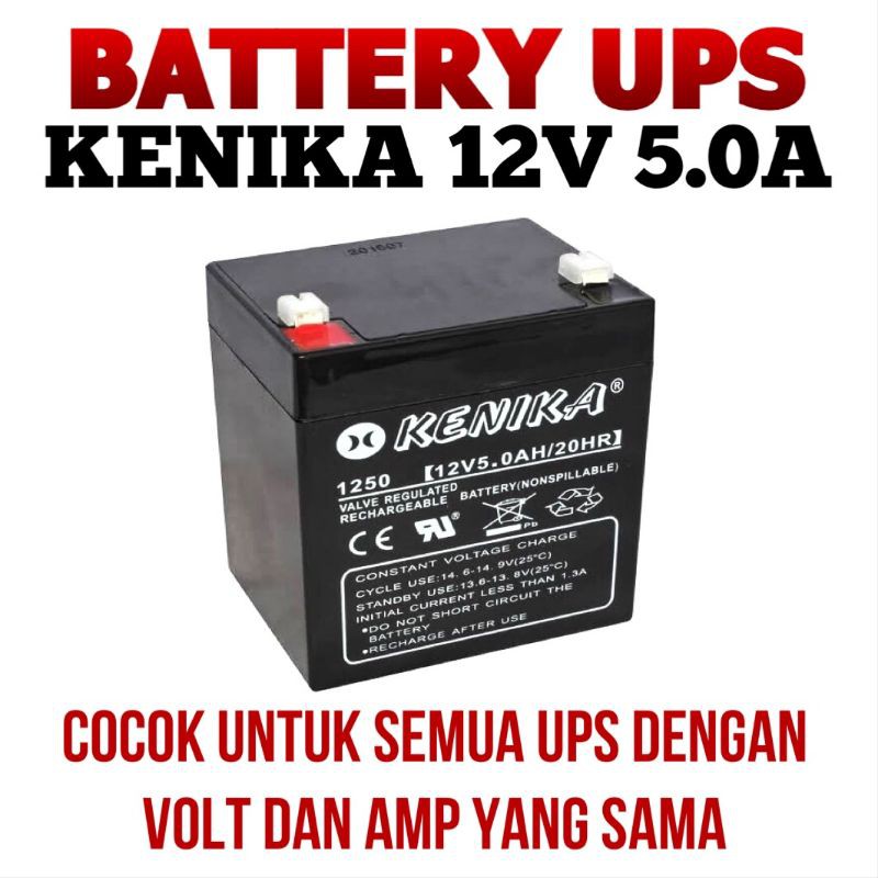 BATTERY UPS KENIKA 12V 5.0A ( bisa untuk UPS Prolink / ICA / APC )  * GOJEK &amp; GRAB ONLY *