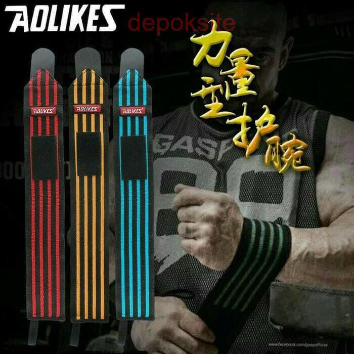 1 Pasang Aolikes 1539 Hand Wraps Strap Wrist Band Sarung Tangan Gym Fitness Pelindung Lengan Tangan