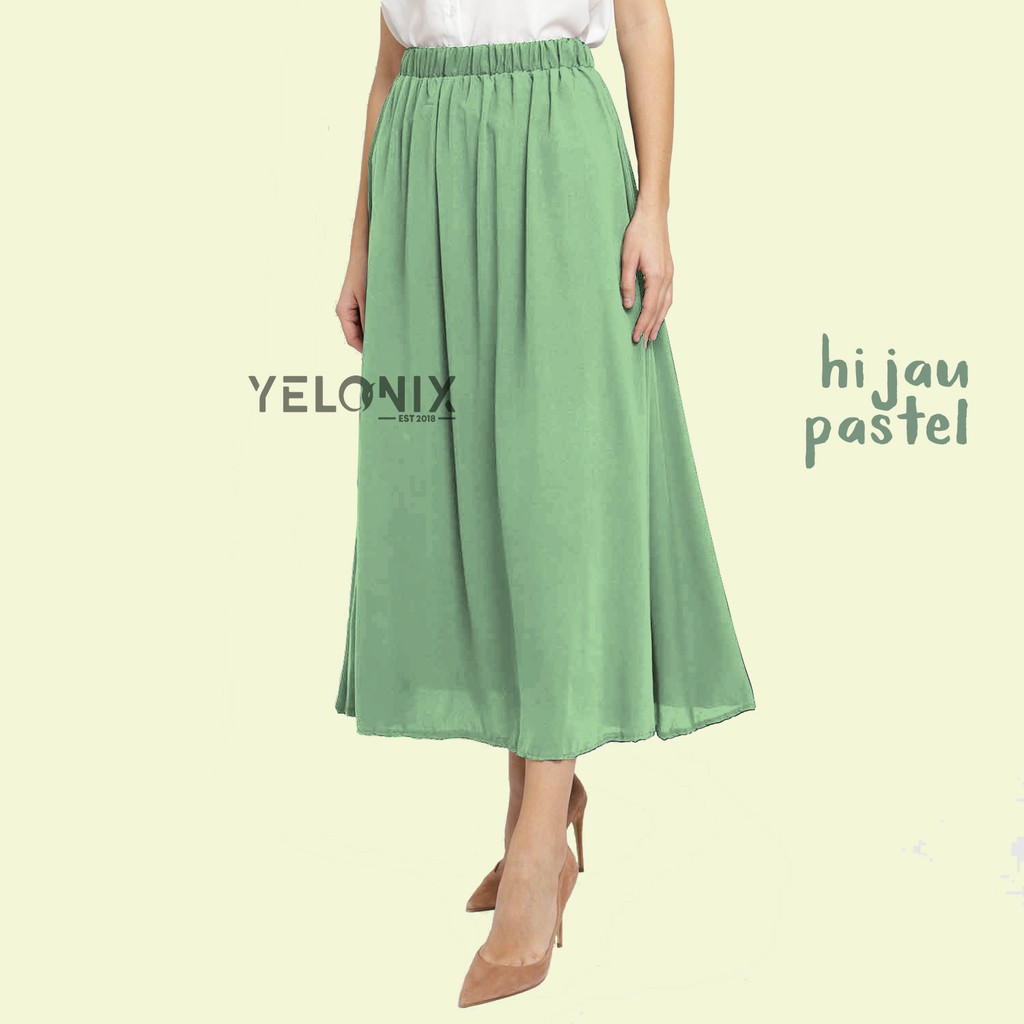 ROK POLOS STANDART PANJANG WOLFIS WOLVIS SKIRT PREMIUM - YELONIX-HIJAU PASTEL